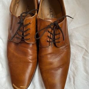 Aldo men's dress shoes size 12 Cognac brown used oxford style